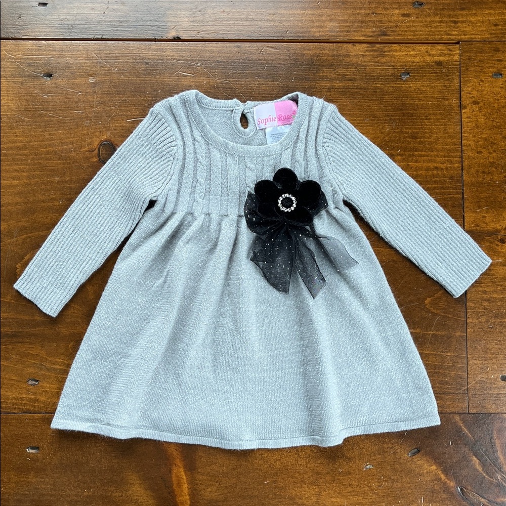 Sophie Rose Gray Metallic Party Dress Size 12Mo.